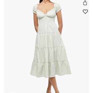 We Wore What Puff Sleeve Smocked Midi Dress